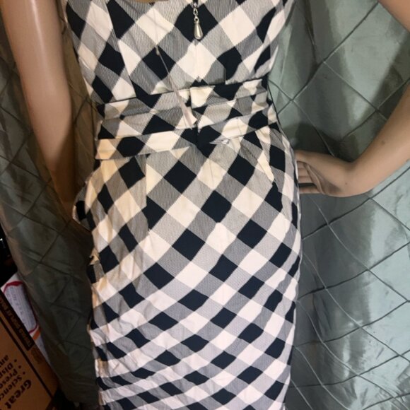 NWT Sz 2 WHITE HOUSE BLACK MARKET GINGHAM SHEATH DRESS, REMOVABLE BELT - Picture 9 of 12